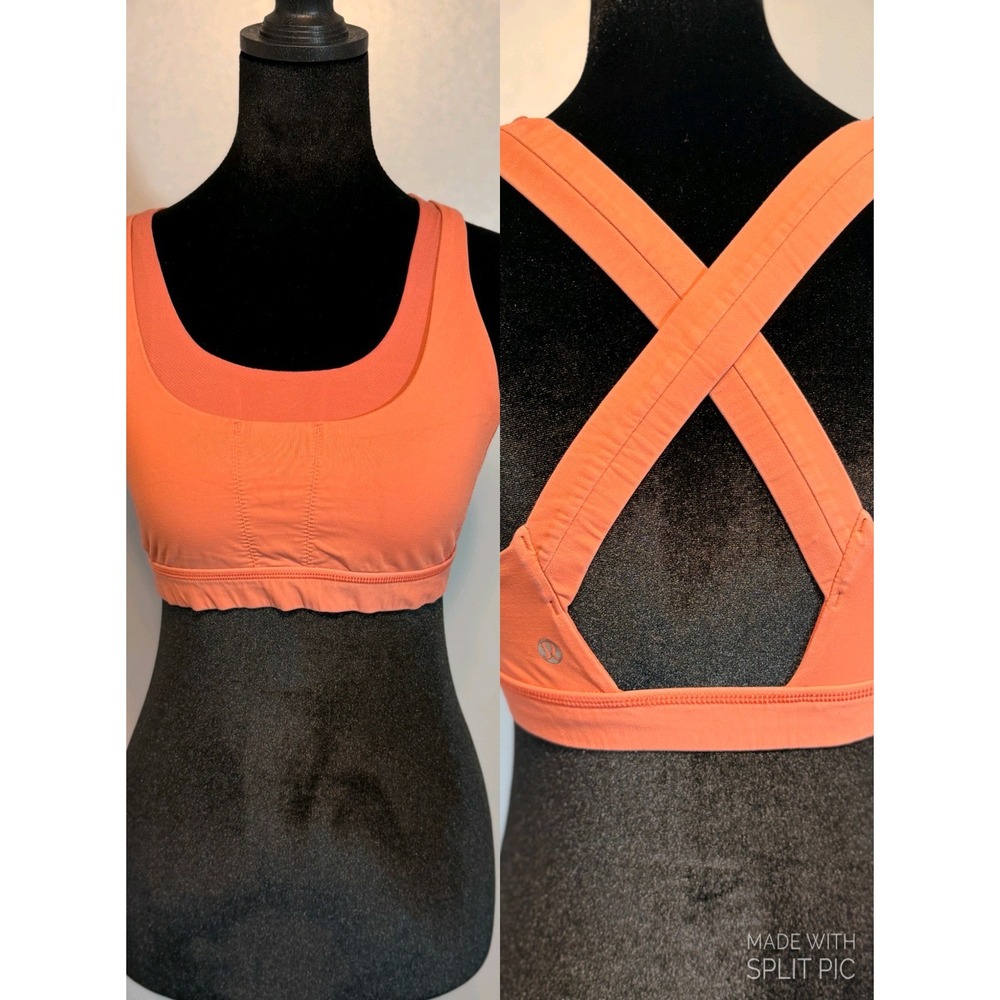 Lululemon Small Coral Cross Back Sports Bra Yoga Gym Running Athleisure